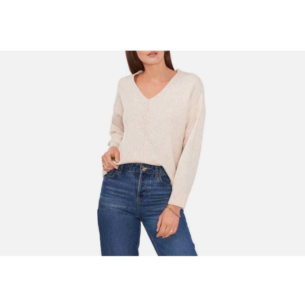 Vince Camuto V-Neck Drop Shoulder Sweater Malted Size XL 3280